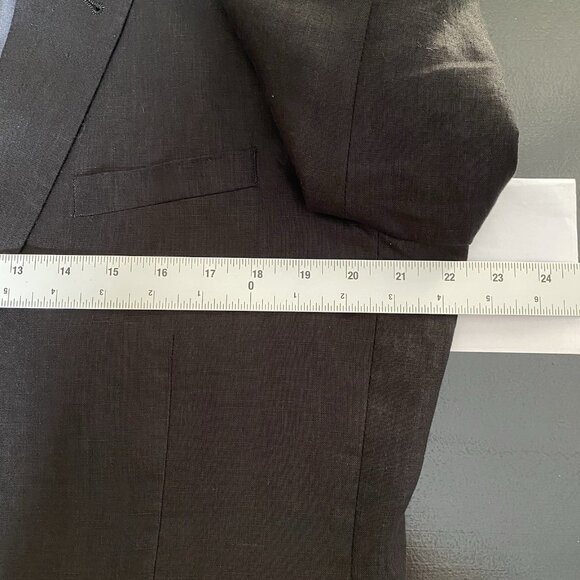 H&M 100% Linen Sport Coat 42R Black Ticket Pocket Blazer Two Button Dual Vent - Picture 12 of 16